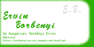 ervin borbenyi business card
