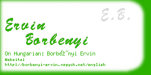 ervin borbenyi business card